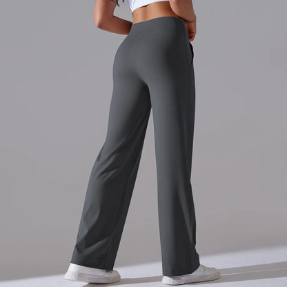 Caldena — Women's Wide-Leg Stretch Pants with Sculpted Waistband