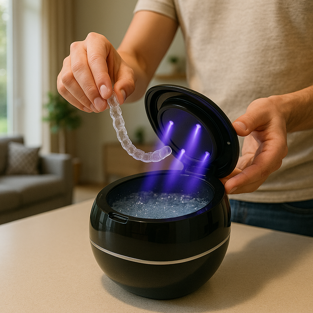 CleanoWave Pod — Ultrasonic Retainer Cleaner with UV-C Light