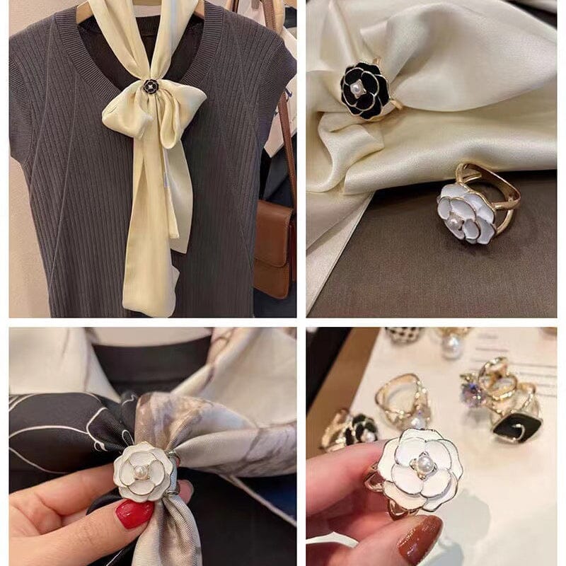 Marlowe — Cataramă elegantă pentru eșarfă din mătase cu accent de cristal