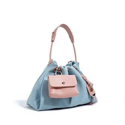 Kieranza — Women's Genuine Leather Denim Patchwork Hobo Bag