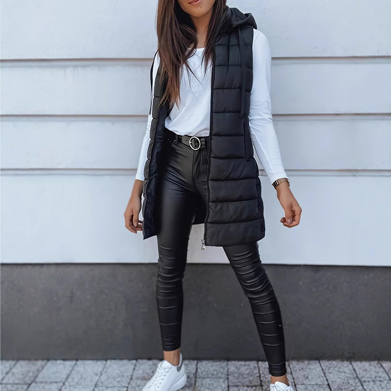 Vesira — Women's Long Zip-Up Puffer Vest with Lightweight Insulation