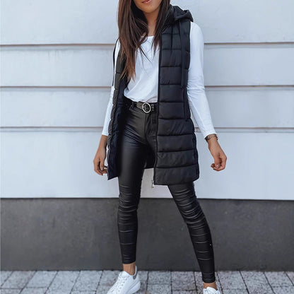 Vesira — Women's Long Zip-Up Puffer Vest with Lightweight Insulation