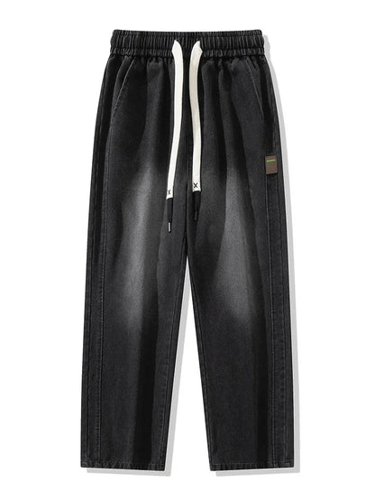 Loreo Wideleg Denim Pants — Relaxed Fit with Adjustable Drawstring Waistband