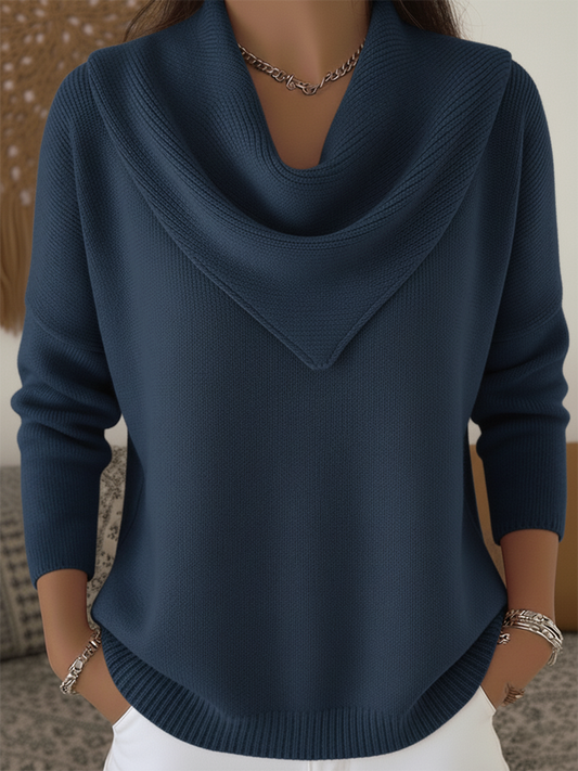 ⏰ LAST DAY SAVE 50% 💥2025 Elegantra Retro Soft Triangle Neck Solid Color Sweater Top