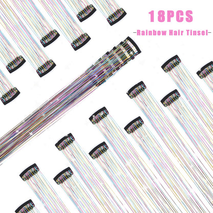 Liora — Rainbow Hair Tinsel Clip-In Extensions for Sparkling Highlights