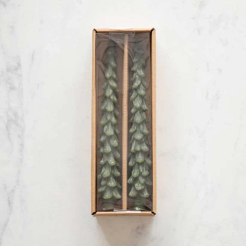 FrostLume™ Evergreen Taper Candles — Wrap Your Home in Cozy, Heartwarming Glow Instantly