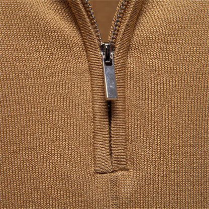 Lurence — Herren Stretch Viskose Polohemd mit Strickstruktur und Reißverschluss