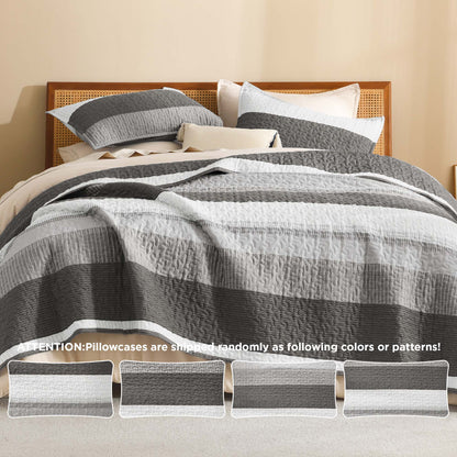 ShadowVeil™ Stripe Quilt Set — Unleash Bold Style and Year-Round Cloudlike Comfort