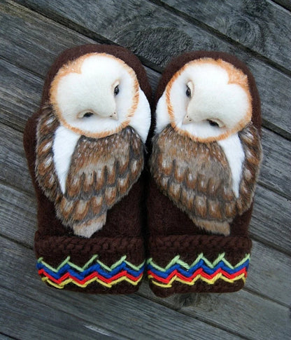 Alvryn Nordic Wool Mittens — Handknitted Warmth with Owl Detail