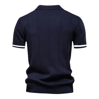 Lurence — Herren Stretch Viskose Polohemd mit Strickstruktur und Reißverschluss