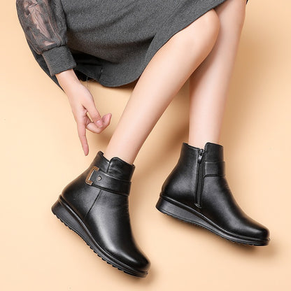 Women's Metal Buckle Leather Waterproof Boots 30$ TODAY ONLY