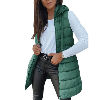 Vesira — Women's Long Zip-Up Puffer Vest with Lightweight Insulation