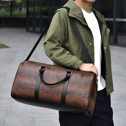 Zereno — Croc-Embossed Vegan Leather Weekender Duffle Bag