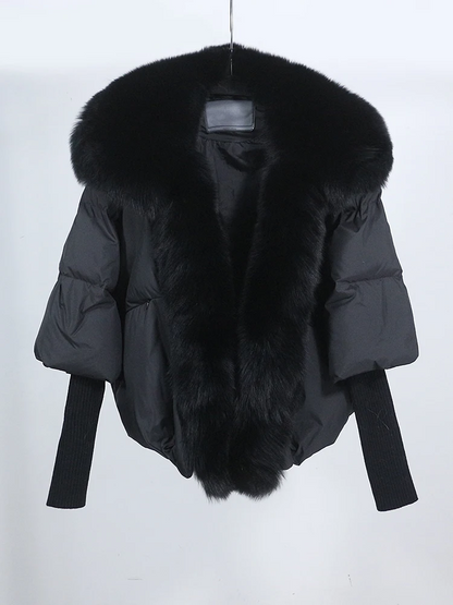 Elian Steppjacke — Warmer Weißer Entendaunenmantel mit Lockerer Passform