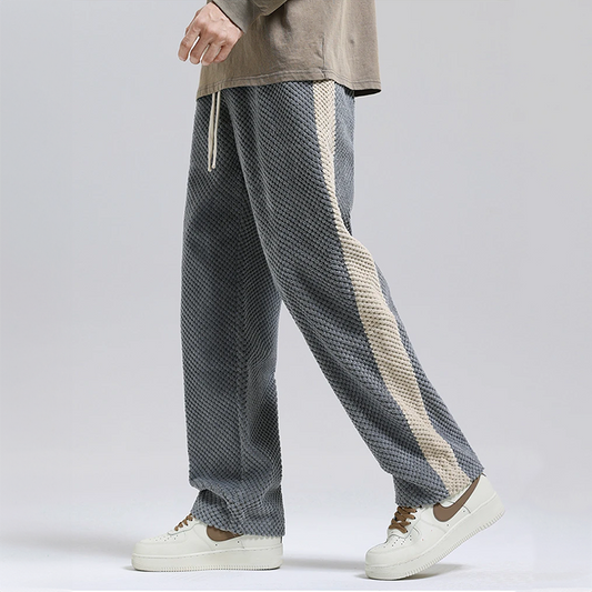 Rylan — Pantaloni jogger din catifea cu model waffle, talie reglabilă