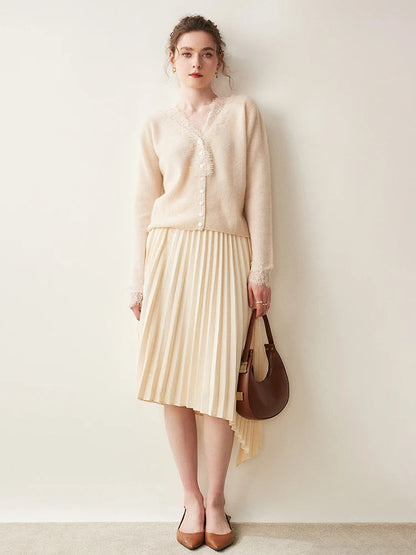 Elara — Weicher Kaschmir-Spitzen-Cardigan zum Layern