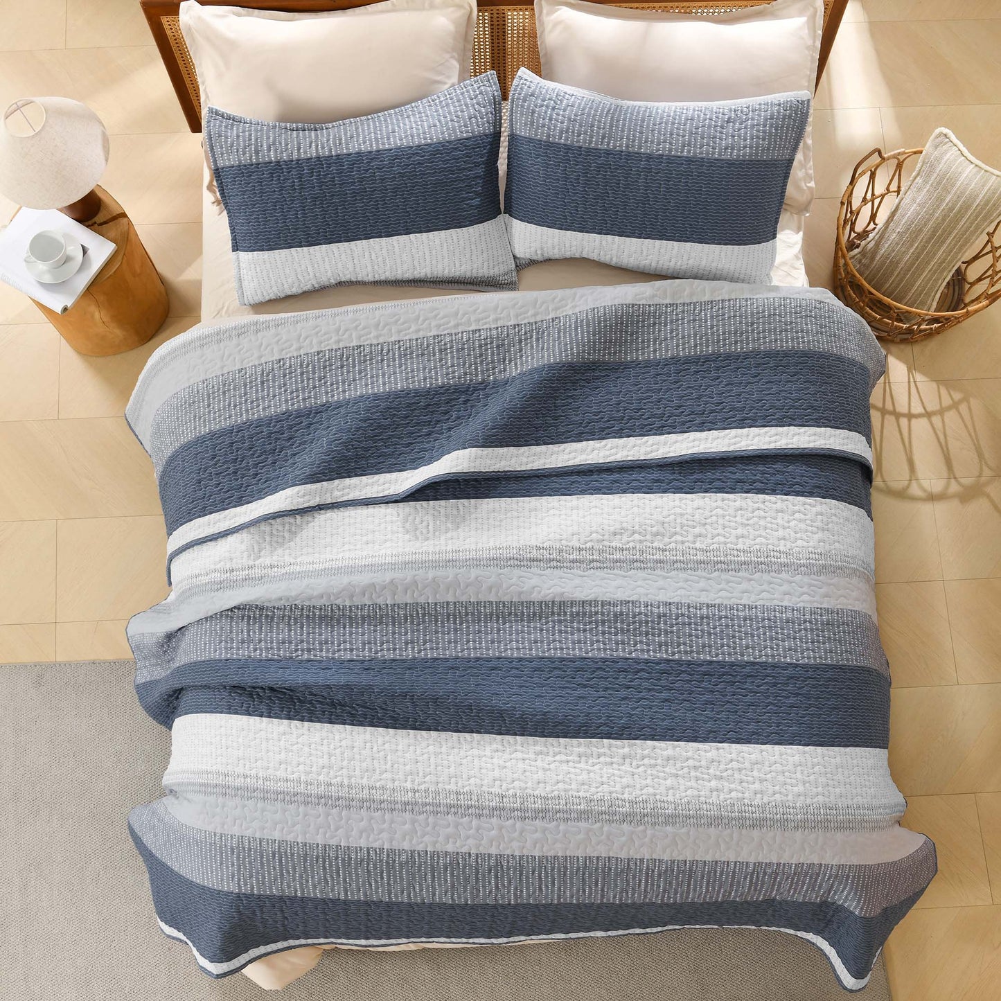 ShadowVeil™ Stripe Quilt Set — Unleash Bold Style and Year-Round Cloudlike Comfort
