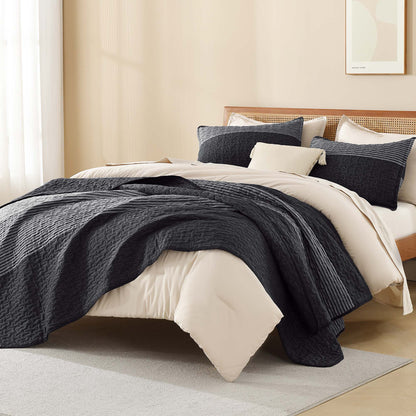 ShadowVeil™ Stripe Quilt Set — Unleash Bold Style and Year-Round Cloudlike Comfort
