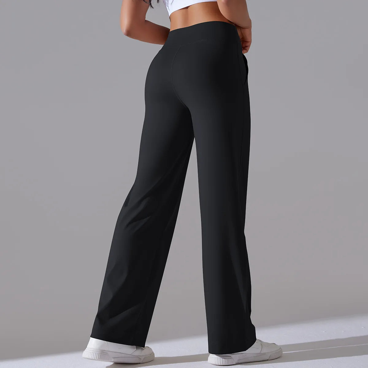 Caldena — Women's Wide-Leg Stretch Pants with Sculpted Waistband