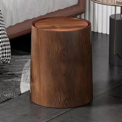 Denaro Woodgrain Waste Bin — 8L Rustic Waterproof Trash Can