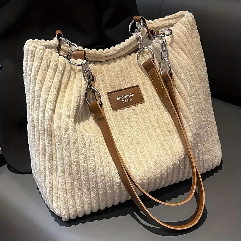 Layna — Stylish Corduroy Tote Bag with Adjustable Strap