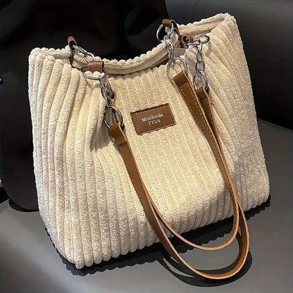 Layna — Stylish Corduroy Tote Bag with Adjustable Strap