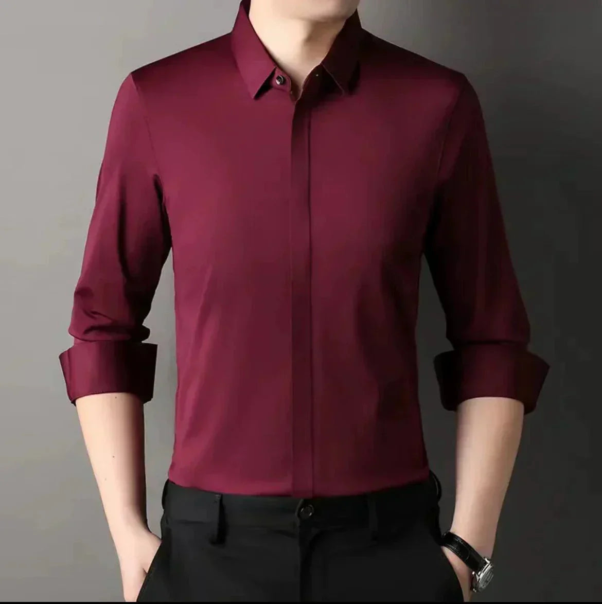 Camicia da Uomo Zylox Senza Pieghe con Bottoni