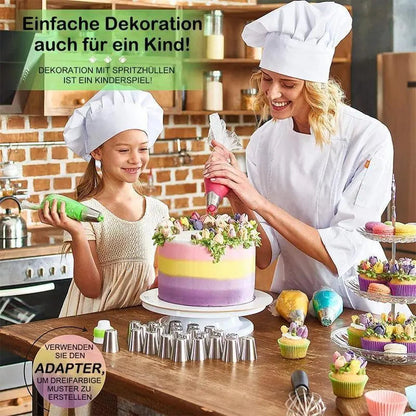 Tulina CakeCraft — Rustfritt stål dekorasjonsdyse-sett med silikonpose