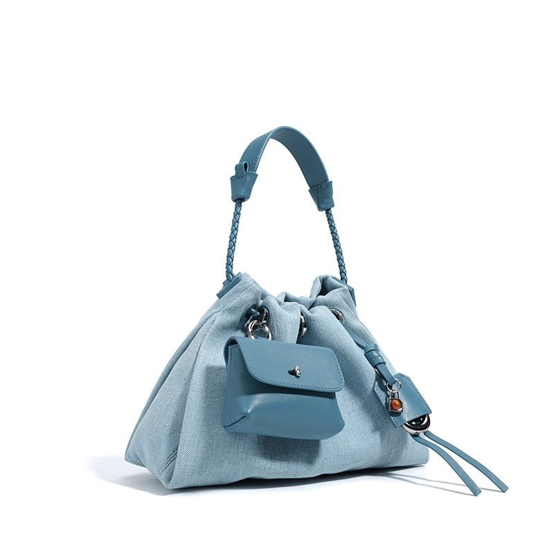 Kieranza — Women's Genuine Leather Denim Patchwork Hobo Bag
