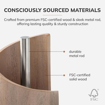 Solenna — Natural Wood Paper Towel Holder with Stable Rubber Base