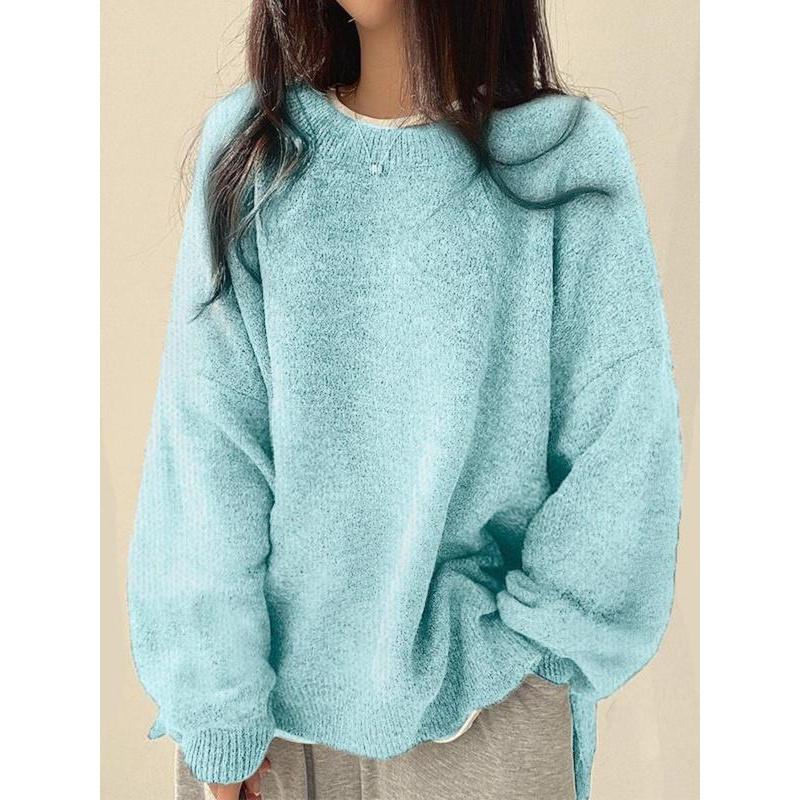 Elara Sweater — Women’s Drop Shoulder Knit Top with Split Hem