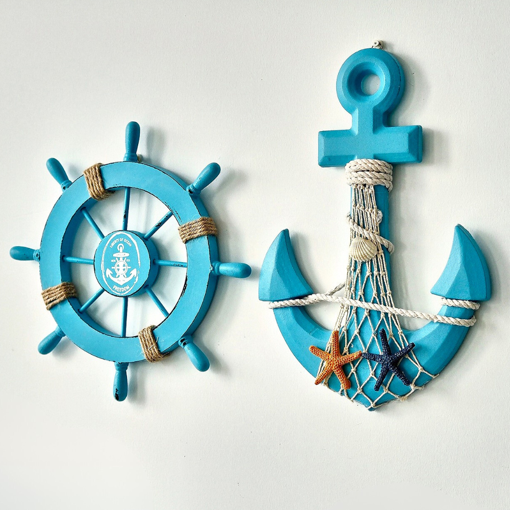 Arlow — Coastal Wood Wall Décor Set with Rope Accents