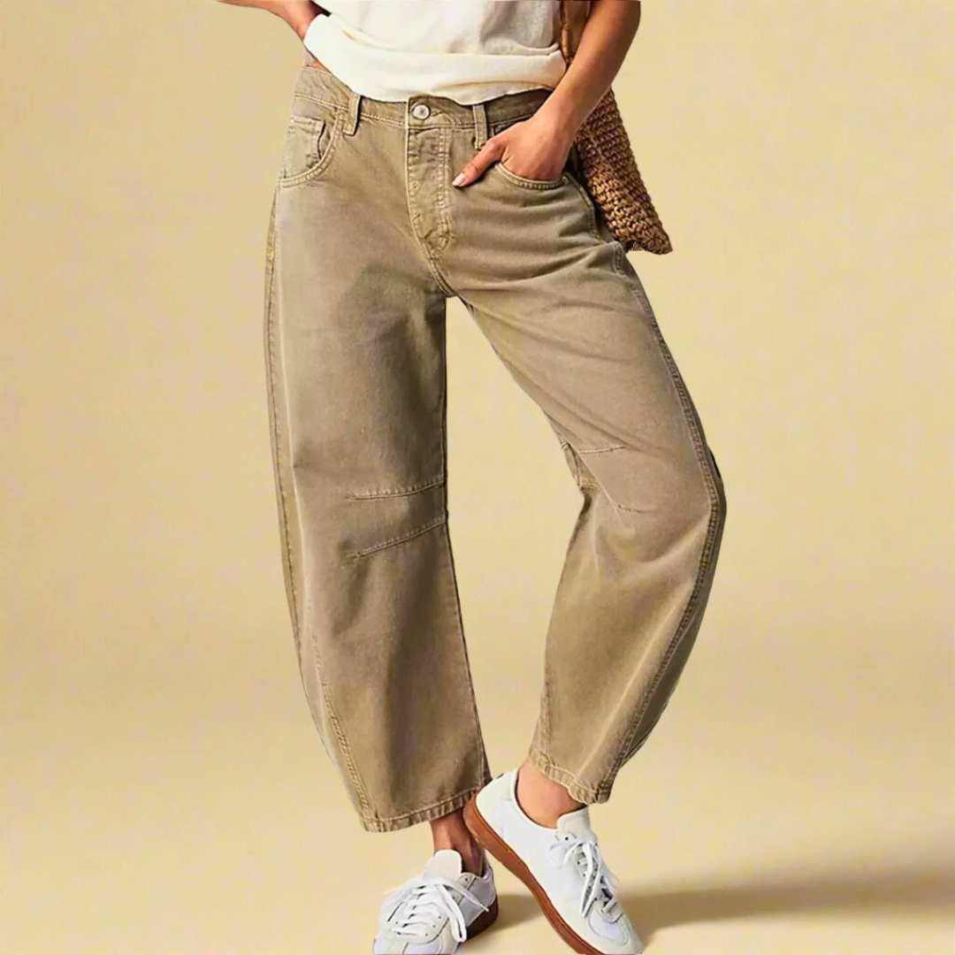 Norla — Vintage-Vaskede Korte Jeans med Knaplukning i Taljen