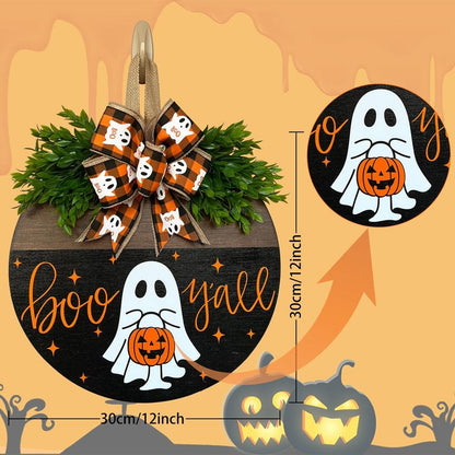 12 Wooden Pumpkin & Ghost Door Hanger™ — Transform Your Entrance into an Unforgettable Halloween Showstopper
