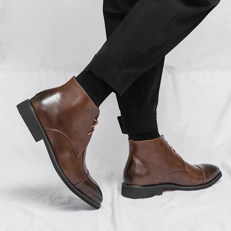 Arlen — Bottes en cuir pour homme à bout cap-toe avec semelles intérieures rembourrées