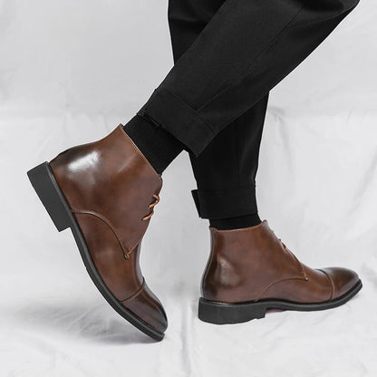 Arlen — Bottes en cuir pour homme à bout cap-toe avec semelles intérieures rembourrées