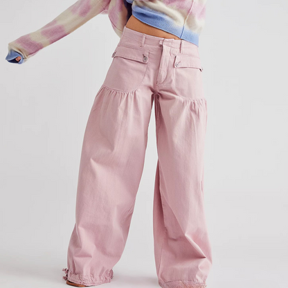 Liora — Wide-Leg Cotton Denim Jeans with Pleated Pockets