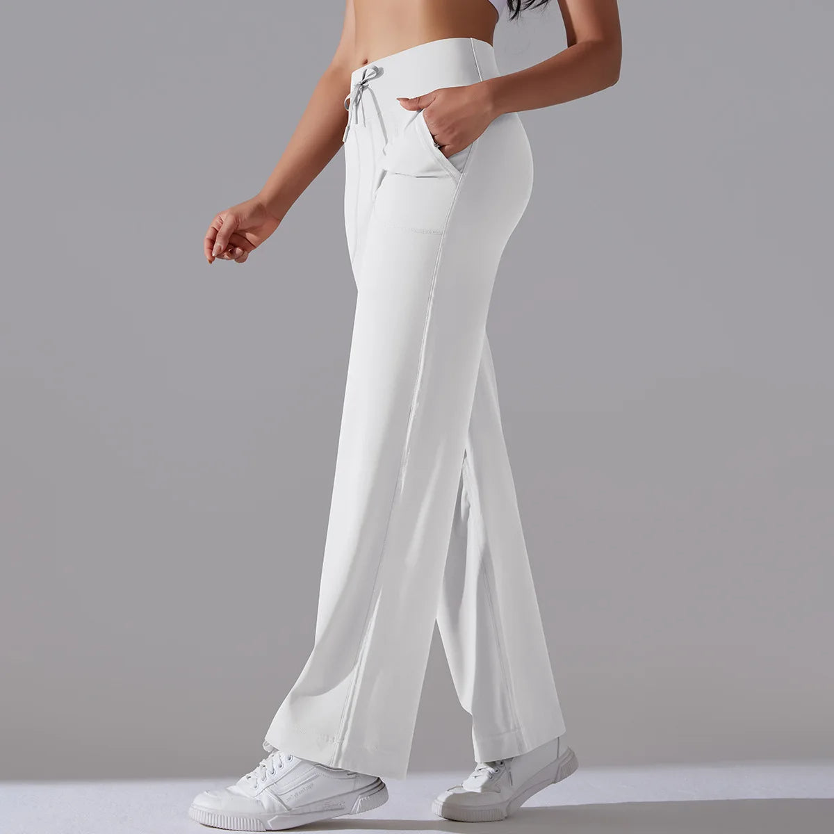 Caldena — Women's Wide-Leg Stretch Pants with Sculpted Waistband