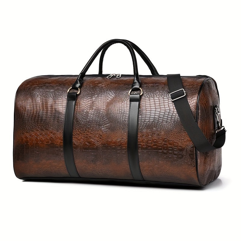 Zereno — Croc-Embossed Vegan Leather Weekender Duffle Bag
