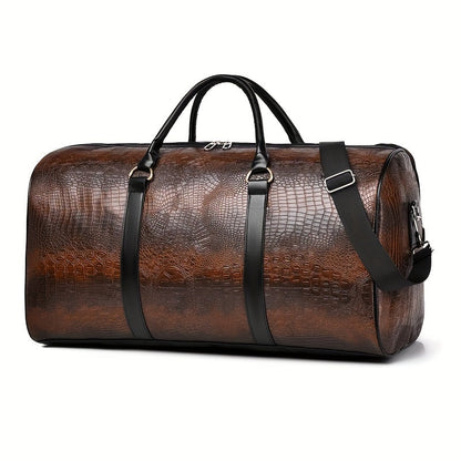 Zereno — Croc-Embossed Vegan Leather Weekender Duffle Bag