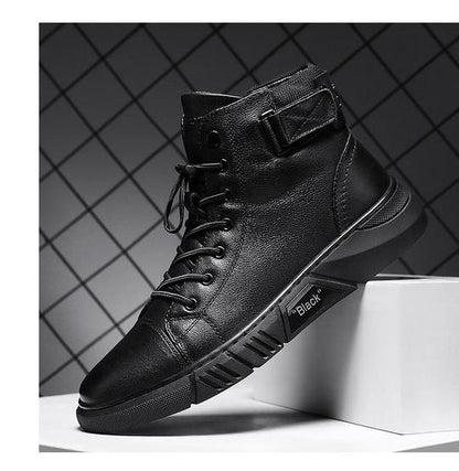 Varello — Men's Black Leather Business Casual Boots with Grip Sole