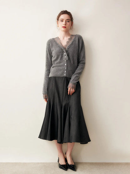 Elara — Weicher Kaschmir-Spitzen-Cardigan zum Layern
