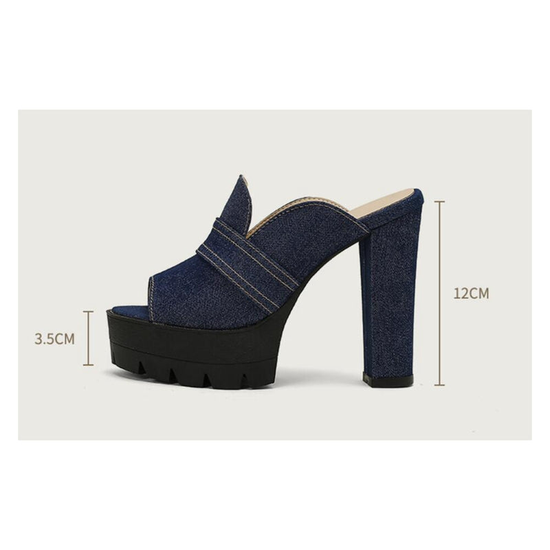 Varaela — Raw-Denim-Sandalen mit klobigem Absatz und gepolstertem Komfort