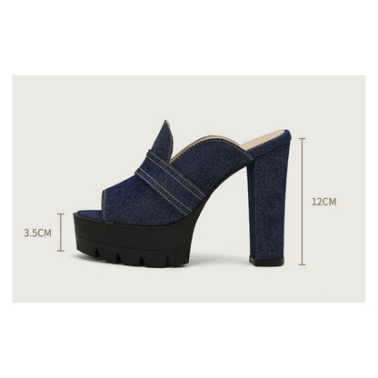 Varaela — Raw-Denim-Sandalen mit klobigem Absatz und gepolstertem Komfort