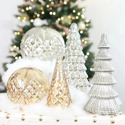 Norla — Hand-Blown Mercury Glass Christmas Trees with Warm LED Glow