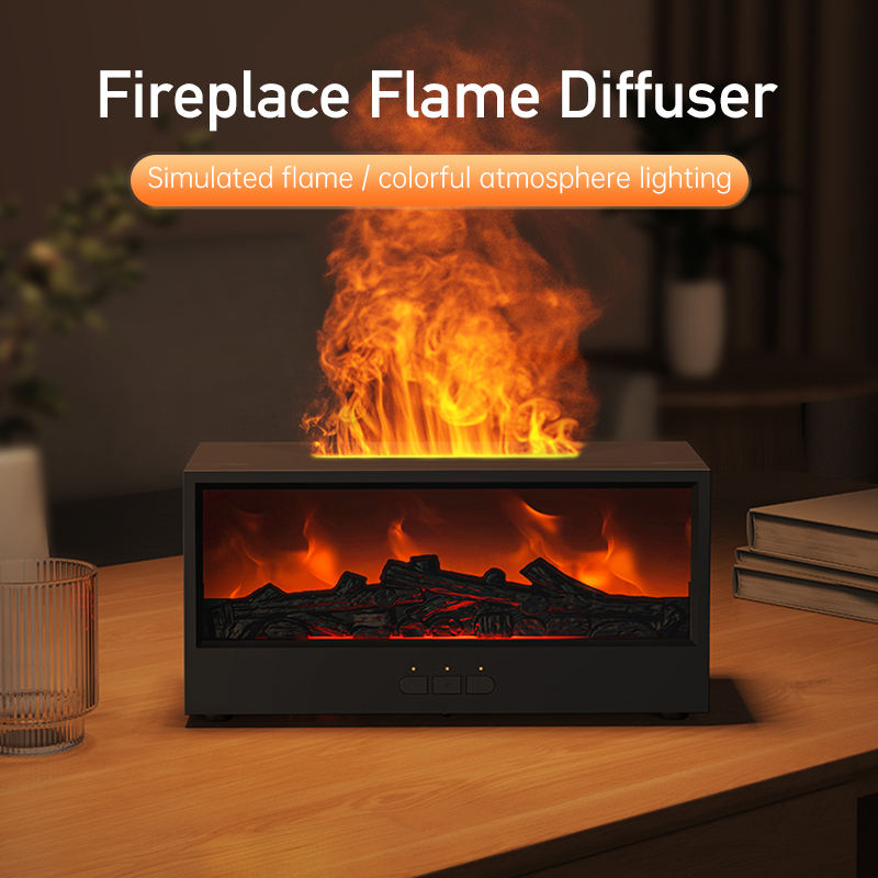Veloira Flame Diffuser — ultraääninen aromadiffuuseri LED-takkatehosteella
