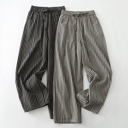 Norla — Striped Linen Wide-Leg Pants with Elastic Waistband