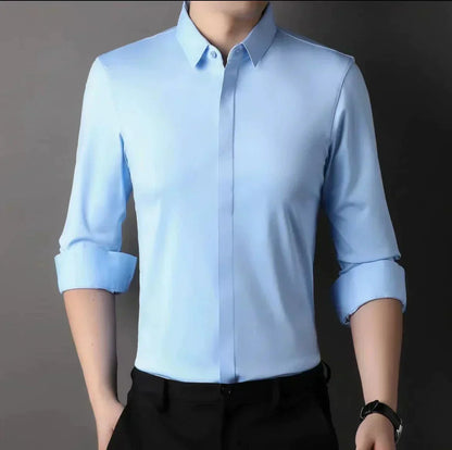 Camicia da Uomo Zylox Senza Pieghe con Bottoni