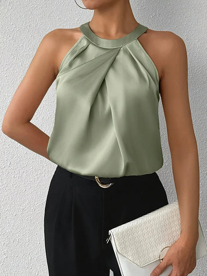 Avielle Neckholder-Bluse — Ärmelloses Top mit Satin-Finish für Damen