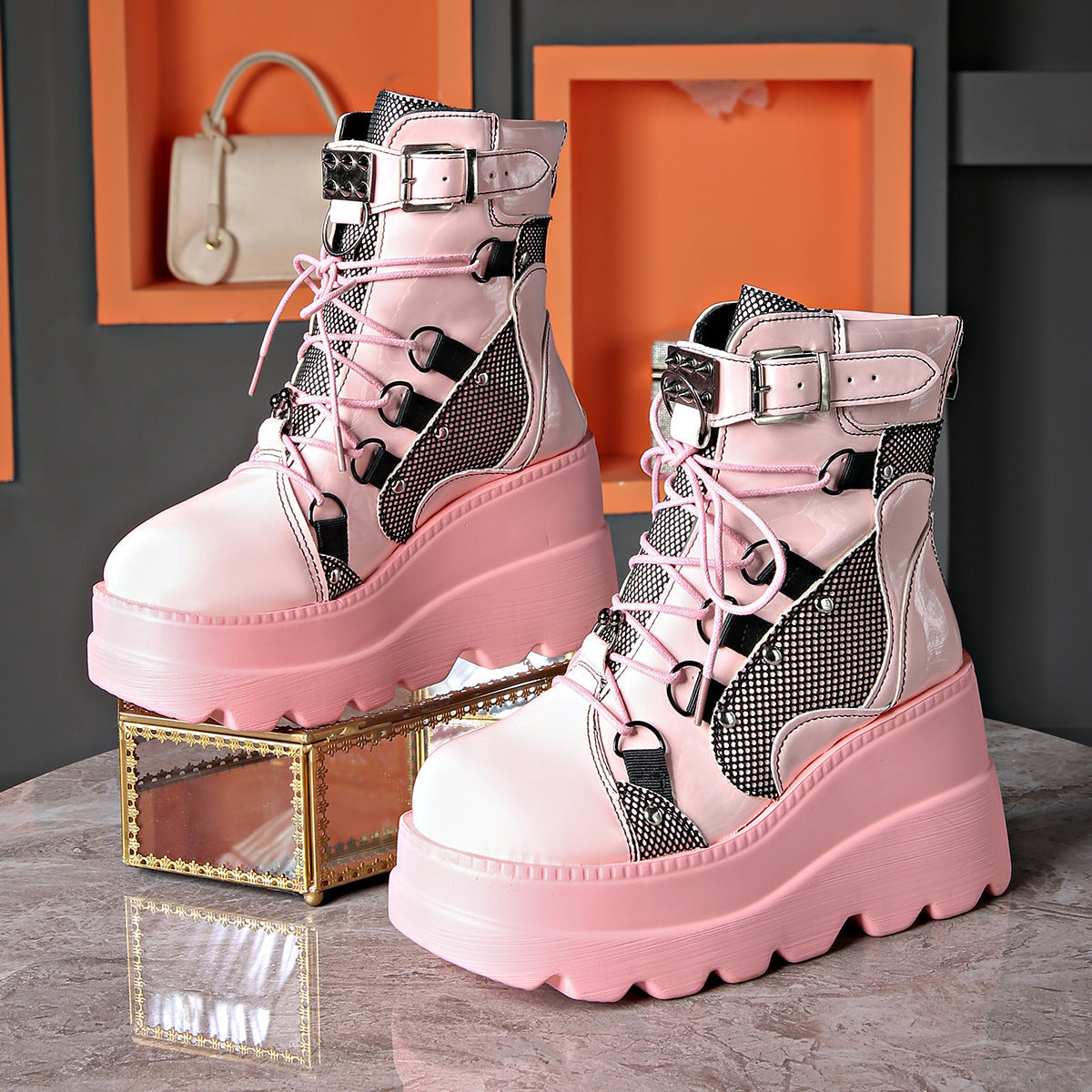 Levara — Gothic Chunky Platform Boots with Buckle Accents